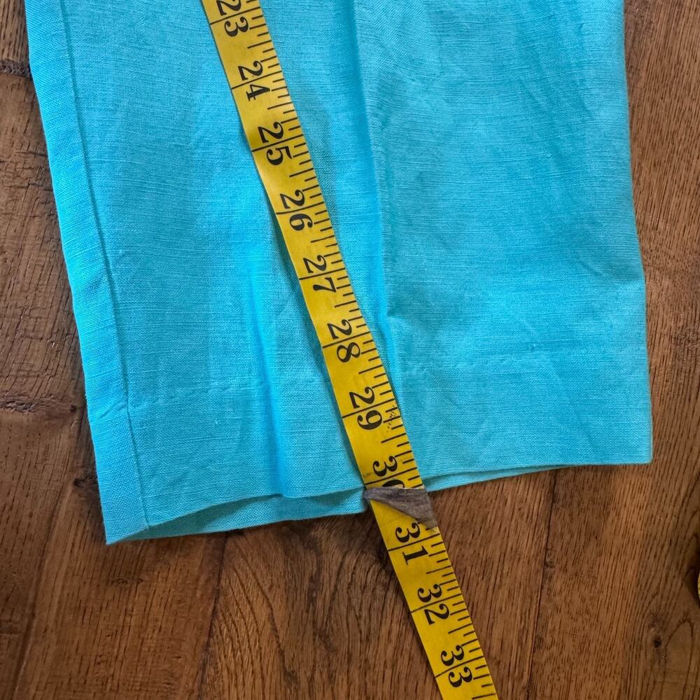 Ruby Rd. Ankle Pants Teal Linen Rayon Blend Solid Taper Leg Womens Sz 14 - Picture 5 of 6